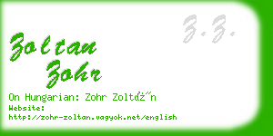 zoltan zohr business card